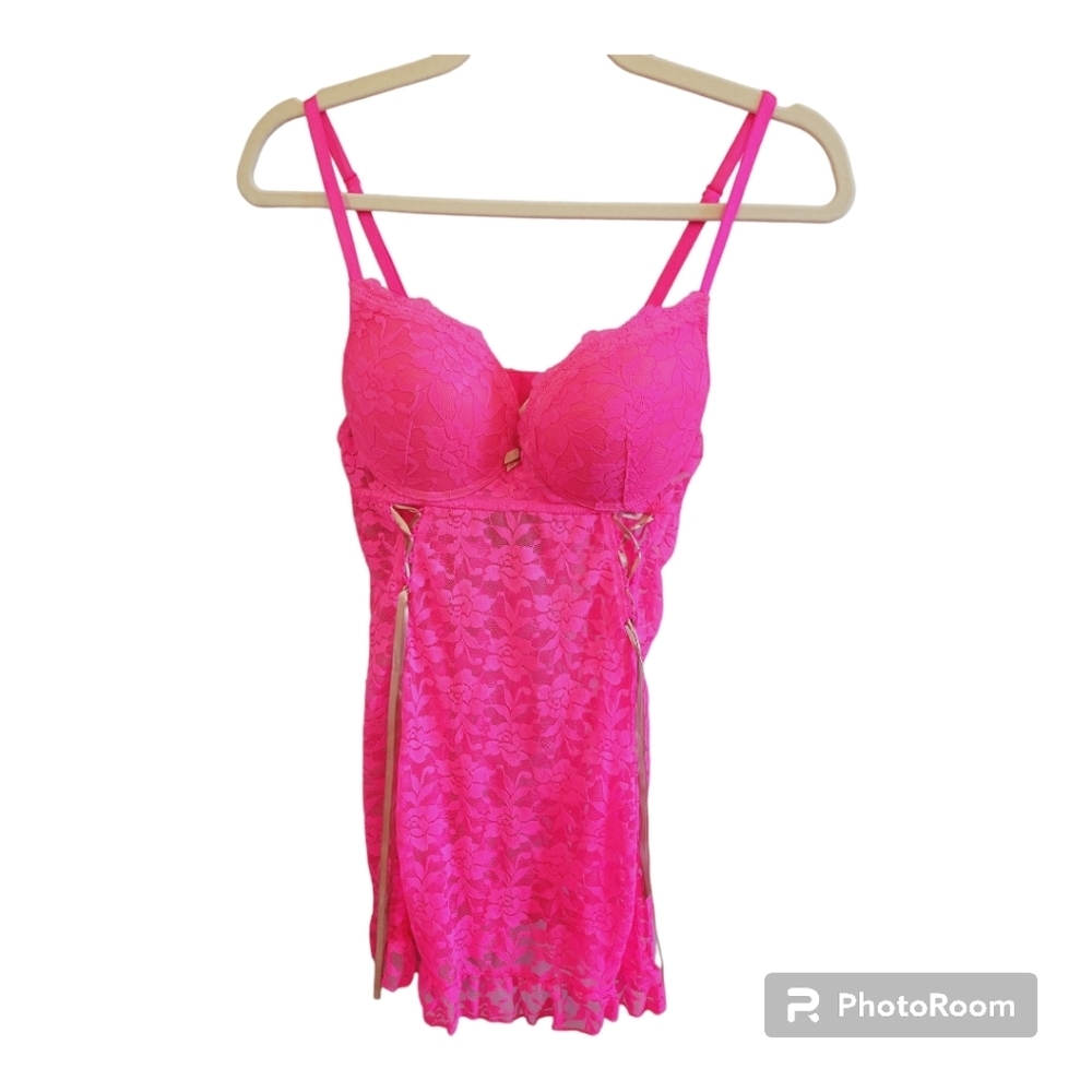 NWOT Candy Couture Hot Pink Lace Lingere